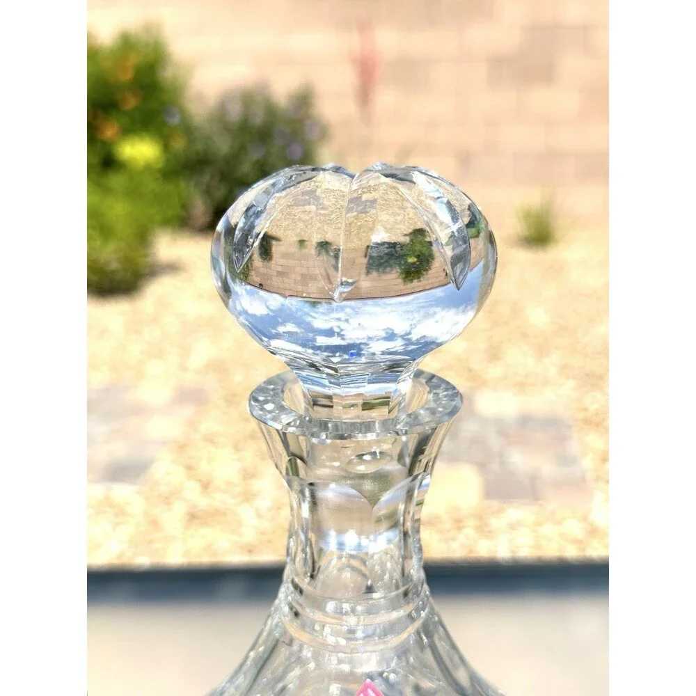Astral Crystal Decanter Cut Glass Starburst Pattern w Stopper Vintage Barware